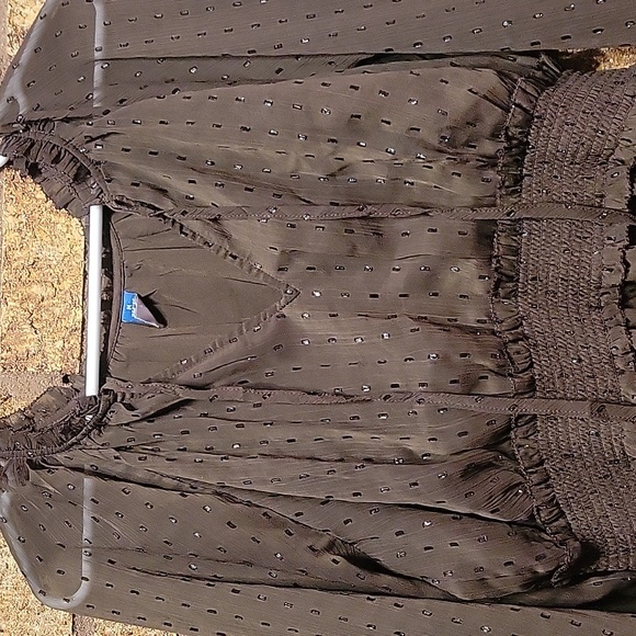 Old Navy Waist Defined Shine Mini Brown Shine Dress Size Medium Petite - Picture 5 of 11